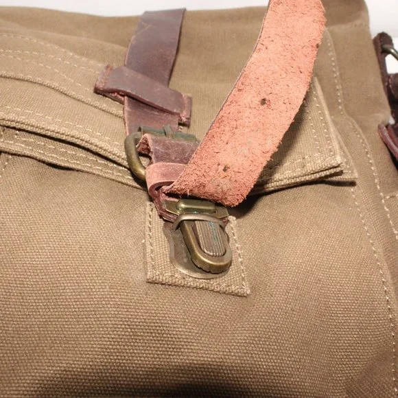 Berchirly Green Brown Canvas Messenger Bag Laptop Lined Buckle Snap Closure - Picture 7 of 12